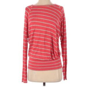 Bordeaux Orange Striped Pullover Sweater Womens XS Y2K Blouse Casual Cozy